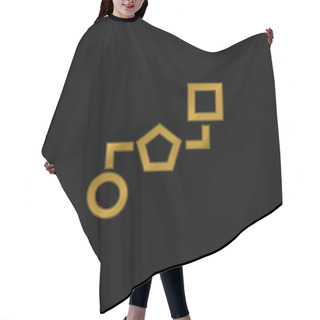 Personality  Block Schemes Of Three Geometric Shapes Connected By Lines Gold Plated Metalic Icon Or Logo Vector Hair Cutting Cape