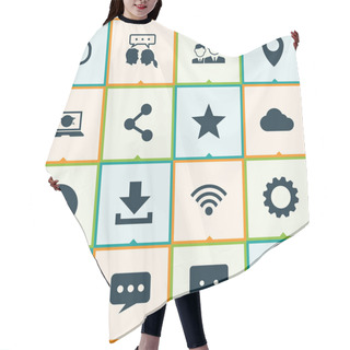 Personality  Media Icons Set. Collection Of Laptop, Camcorder, Inbox And Other Elements. Also Includes Symbols Such As Chat, Friend, Inbox. Hair Cutting Cape