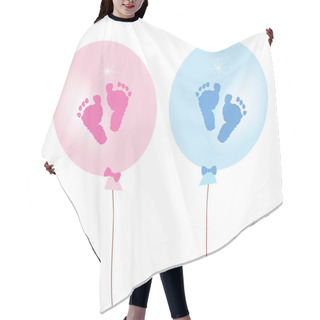 Personality  Baby Girl And Baby Boy. Ballon Pink And Blue With Baby Foot Prints. Baby Shower It's A Girl It's A Boy Greeting Card Hair Cutting Cape