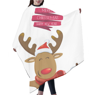 Personality  Christmas Card With Rudolf Hair Cutting Cape