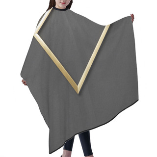 Personality  Top View Of Empty Golden Frame On Black Background With Copy Space Hair Cutting Cape
