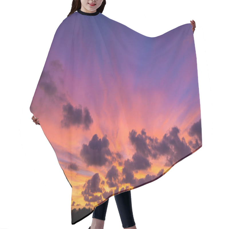 Personality  Dramatic Colorful Twilight Sky With Floating Clouds Hair Cutting Cape