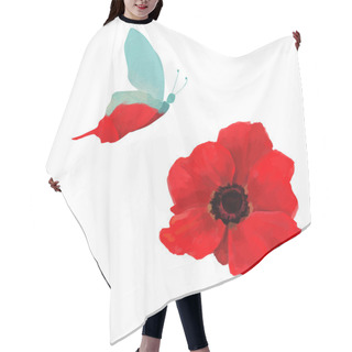 Personality  Poppy Flower And Butterfly Hair Cutting Cape