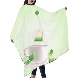 Personality  Vector Cup Of Green Tea Hair Cutting Cape