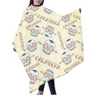 Personality  Seamless Pattern With Skulls Hair Cutting Cape