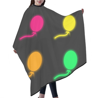 Personality  Balloon Black Oval Shape Four Color Glowing Neon Vector Icon Hair Cutting Cape