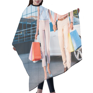 Personality  Partial View Of Married Couple With Shopping Bags Holding Hands While Walking On Street Hair Cutting Cape
