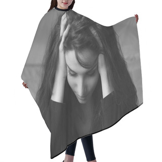 Personality  Depressed Woman Portrait Hair Cutting Cape
