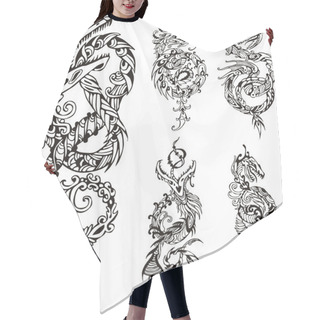 Personality  Stylized Dragon Knot Tattoos Hair Cutting Cape