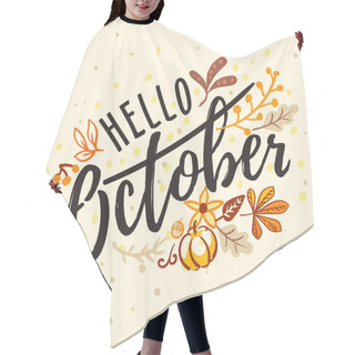 Personality  Inscription Hello October With Nature Autumn Ornament Hair Cutting Cape