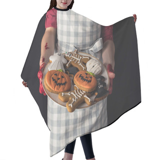 Personality  Girl With Halloween Cookies Hair Cutting Cape