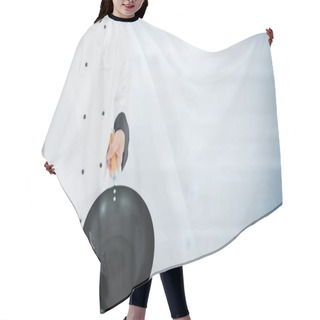 Personality  Chef With Wok Against Blurry Grey Wood Panel Hair Cutting Cape