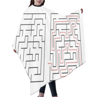 Personality  Labyrinth. Maze Game With Solution. Vector Rebus For Kids. Logic How To Find Quiz. Hair Cutting Cape