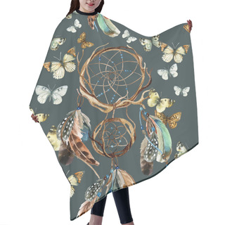 Personality  Watercolor Ethnic Dreamcatcher. Hair Cutting Cape