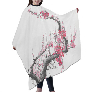 Personality  Flowering Plum Branch Hair Cutting Cape