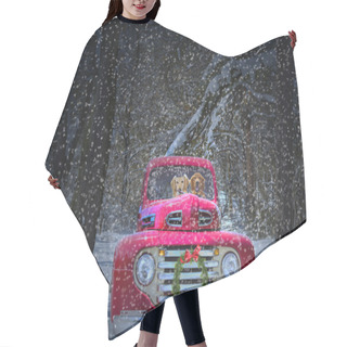 Personality  Retrievers In Red Christmas Truck Hair Cutting Cape
