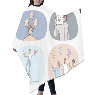 Personality  Set Of Diverse People Struggle With Bipolar Disorder  Hair Cutting Cape