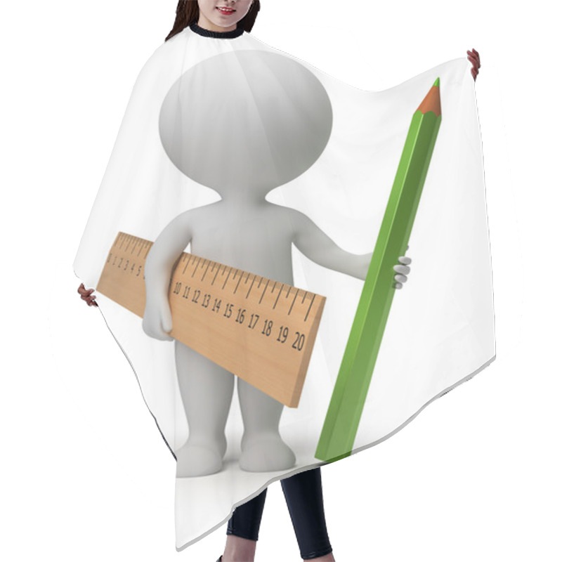 Personality  3d Small - Ruler And Pencil Hair Cutting Cape