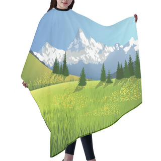 Personality  Mountain Landscape With Meadow Hair Cutting Cape