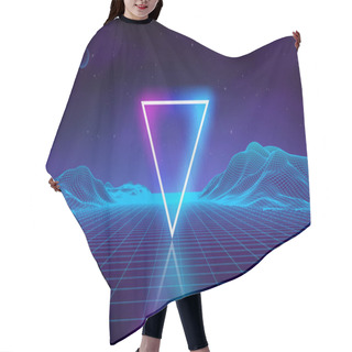 Personality  Retro Futuristic Background For Game. Music 3d Dance Galaxy Poster. 80s Background Disco. Neon Triangle Synthwave Digital Wireframe Landscape With Palms. Space Vector. Hair Cutting Cape