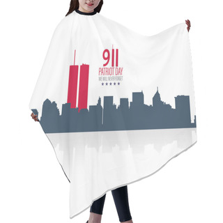 Personality  New York City Skyline With Twin Towers.  09.11.2001 American Patriot Day Anniversary Banner. Vector Illustration. USA Patriot Day Banner. World Trade Center. Hair Cutting Cape