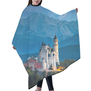 Personality  Famous Neuschwanstein Castle At Night With Moon And Illumination Hair Cutting Cape