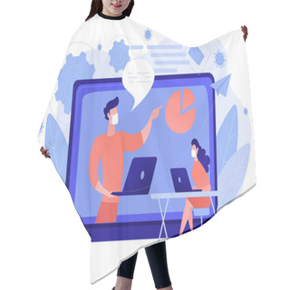 Personality  Webinar During Quarantine Concept Vector Illustration. Hair Cutting Cape