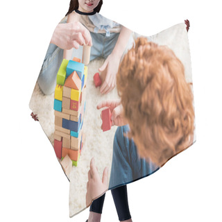 Personality  Family Playing With Constructor  Hair Cutting Cape