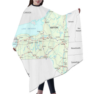 Personality  Road Map Of The US American Federal State New York Hair Cutting Cape