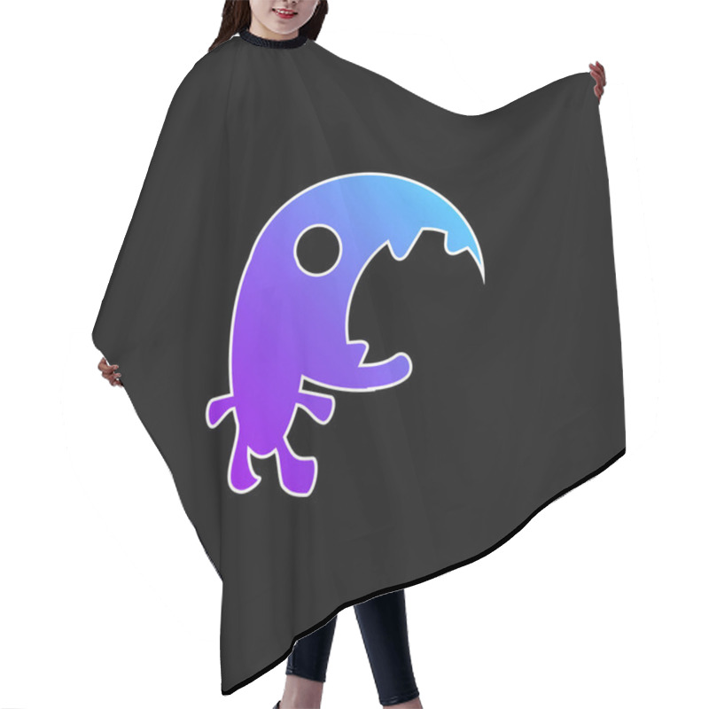 Personality  Big Mouth Monster Blue Gradient Vector Icon Hair Cutting Cape