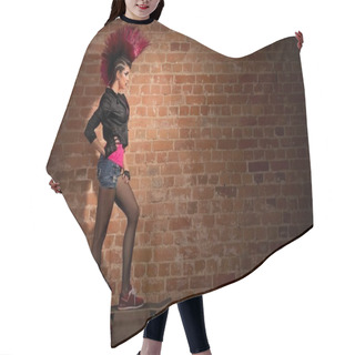 Personality  Punk Girl On Brick Wall Background Hair Cutting Cape