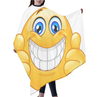 Personality  Emoticon With Big Toothy Smile Showing Thumbs Up Hair Cutting Cape