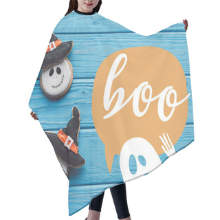 Personality  Elevated View Of Delicious Homemade Halloween Cookies On Wooden Background With Ghost And 