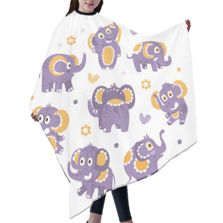 Personality  Cute Elephant Character With Trunk And Tusks Arranged In Circle Vector Template Hair Cutting Cape
