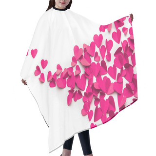 Personality  Top View Of Pink Paper Hearts Isolated On White  Hair Cutting Cape