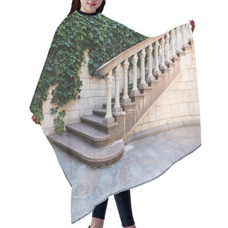 Personality  White Concrete Stairs Near Green Leaves On Wall  Hair Cutting Cape
