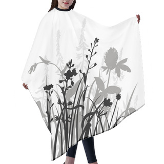 Personality  Vector Silhouettes Of Flowers And Grass Hair Cutting Cape