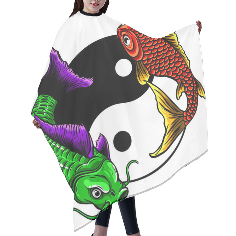 Personality  Ying Yang Symbol With Koi Fishes. Vector Illustration Hair Cutting Cape