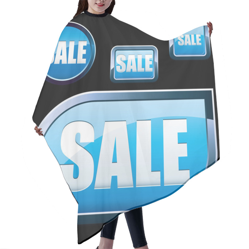 Personality  Blue Sale Buttons Hair Cutting Cape