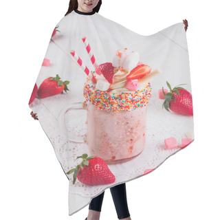 Personality  Pink Strawberry Freakshake Hair Cutting Cape
