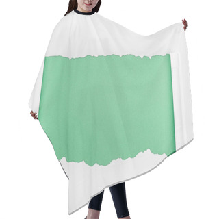 Personality  Ripped Textured White Paper With Curl Edges On Light Green Background  Hair Cutting Cape