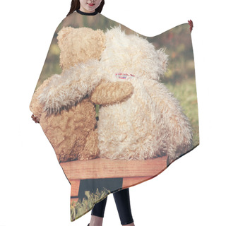 Personality  Two Teddy Bears On Bench Hair Cutting Cape