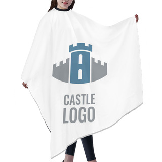 Personality  Castle, Fortress Vector Logo. Tower Architecture Icon. Hair Cutting Cape