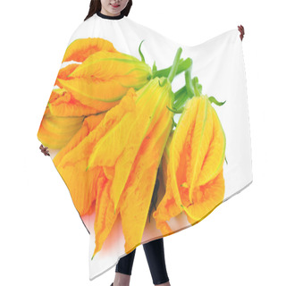 Personality  Zucchini Flowers On A White Background Hair Cutting Cape