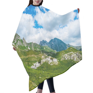 Personality  Green Beautiful Valley, Mountains And Blue Cloudy Sky In Durmitor Massif, Montenegro Hair Cutting Cape
