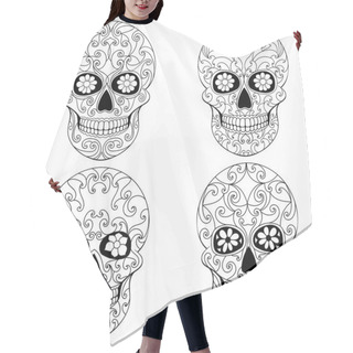 Personality  Day Of The Dead Skull With Floral Ornament. Mexican Sugar Skull Set. Vector Illustration Hair Cutting Cape