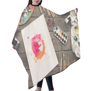 Personality  Artist Sketch Drawn With Watercolor Paints Hair Cutting Cape