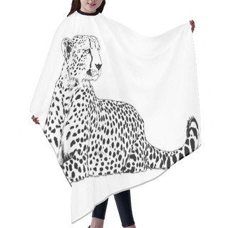 Personality  Running Cheetah Hand-drawn With Ink On White Background Logo Tattoo Hair Cutting Cape