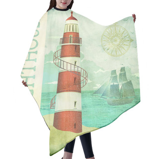 Personality  Vintage Lighthouse Poster Hair Cutting Cape