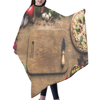 Personality  Cutting Board, Pizza And Ingredients Hair Cutting Cape